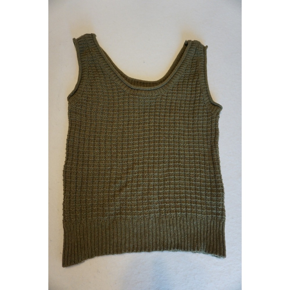 She + Sky Olive Green‎ Waffle Knit Sweater Vest Cotton Wool Blend Small SY6409R
